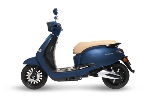 Scooter électrique Brumaire bleu avec siège beige